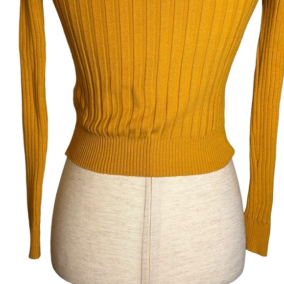 Zara Mustard Yellow‎ Cropped Ribbed Knit Turtleneck Sweater 3471/104/306 Small - Picture 8 of 12
